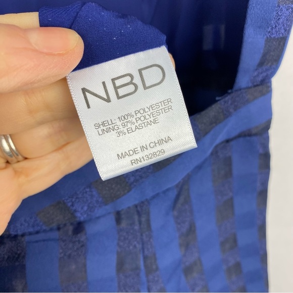 NBD x Revolve Animosity Apron Mini Dress Navy Blue Backless Womens Size XS - Picture 4 of 8